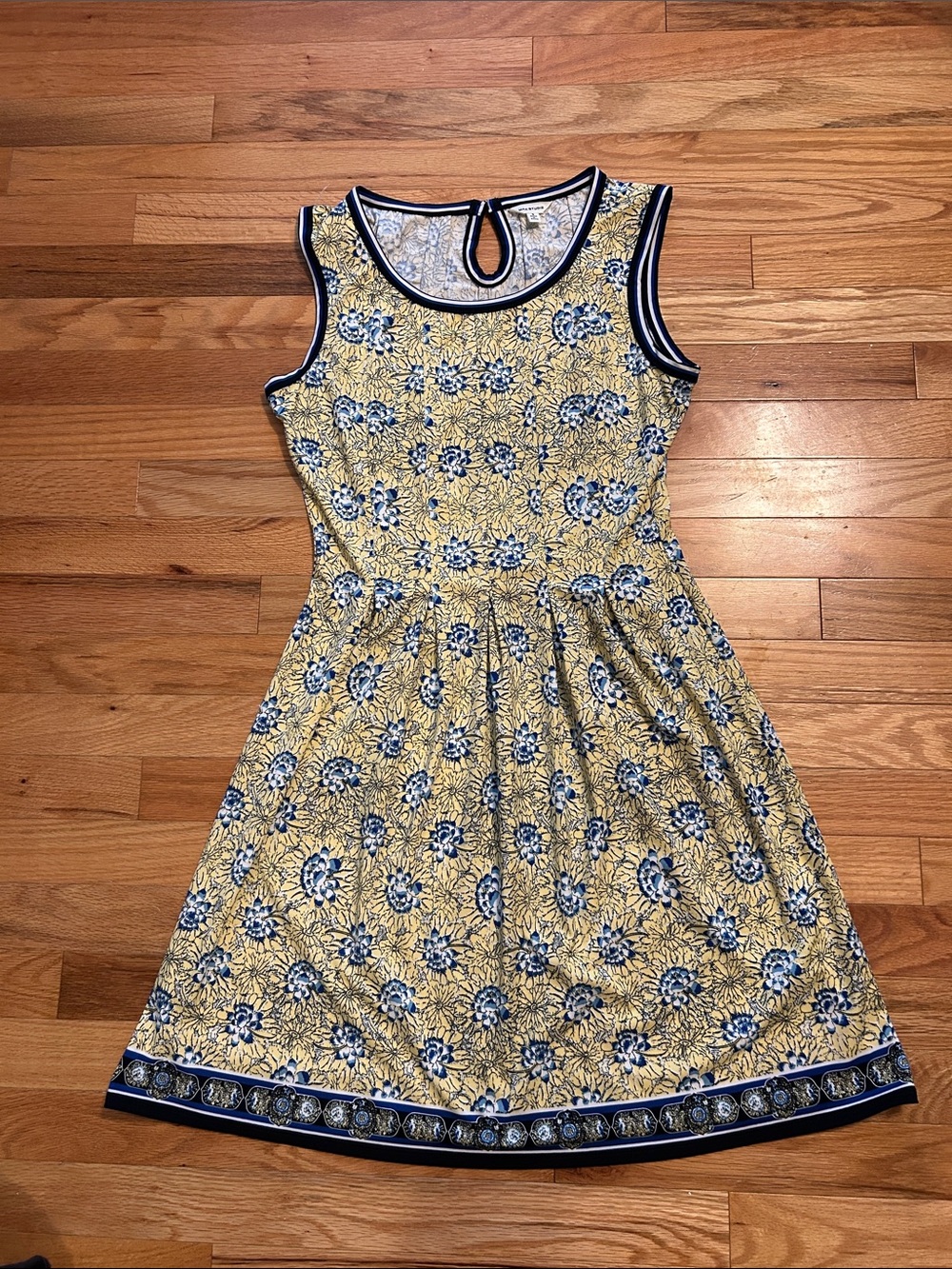 Max Studio Yellow and blue Floral Fit and Flare Dress. Worn once, size small